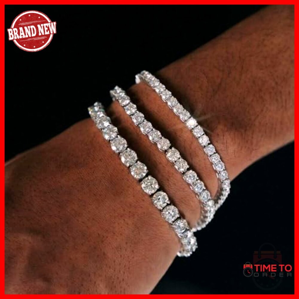 Moissanite Tennis Bracelet Sterling Silver 6.5 Inch Women's Jewelry Gift - Picture 2 of 7